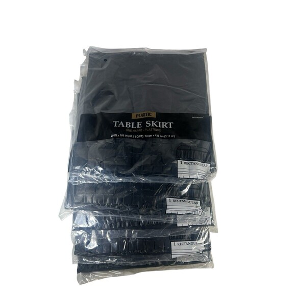 Black TABLE SKIRT 14’ X 29” RectanglePleated Plastic Disposable Waterproof Qty/5 - Picture 4 of 5